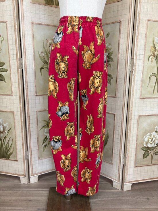 Pants - Late 1980s Teddy Bear Sweat Pants, red